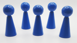 5er-Set Holzfigur 6cm in blau (mit Hals und ohne Augen)