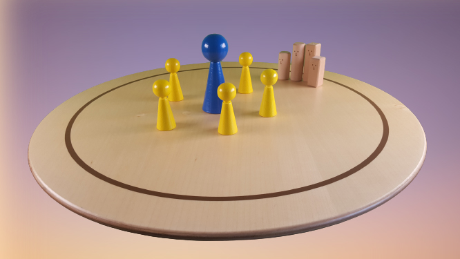 www.systembrett.at &middot; Systembrett-Artikel &middot; 5er-Set Holzfigur 6 cm in blau (mit Hals und ohne Augen);