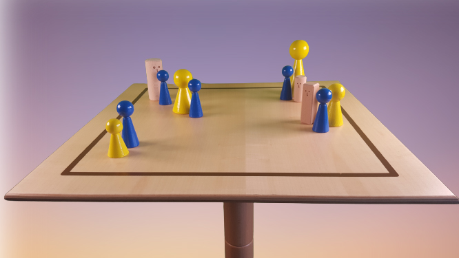 www.systembrett.at &middot; Systembrett-Artikel &middot; 5er-Set Holzfigur 6 cm in blau (mit Hals und ohne Augen);